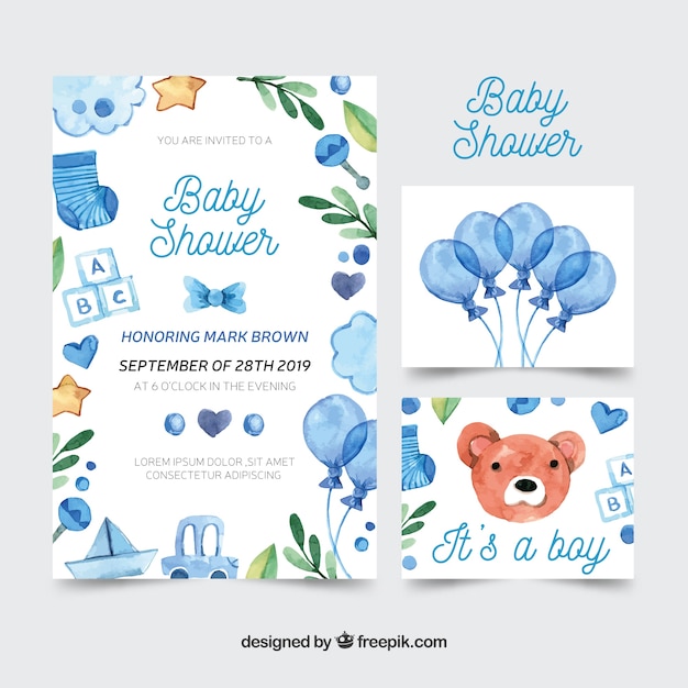 Lovely watercolor baby shower card collection