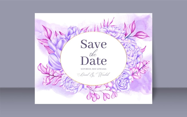 Lovely watercolor flower wedding invitation template