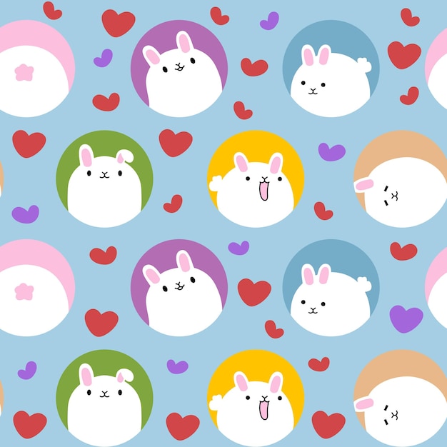 lovely white bunny rabbit seamless pattern vector