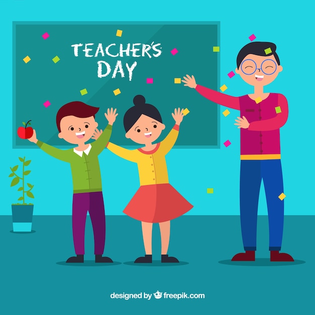 Lovely world teachers day composition with flat design