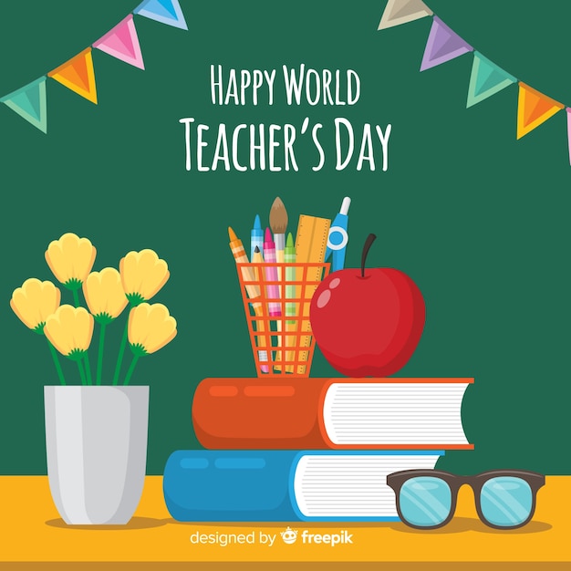 Lovely world teachers day composition with flat design