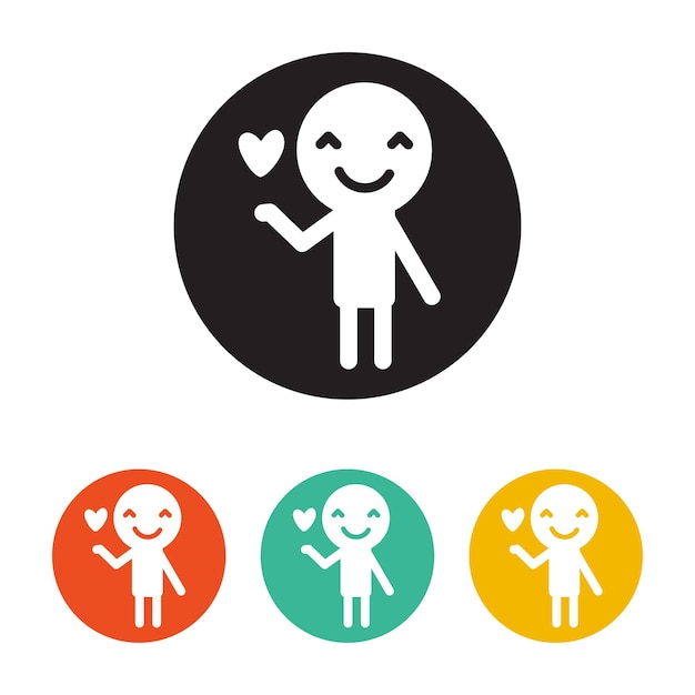 Lover Man rounded icon Style is a flat lover man symbol inside black circle with green red orange color versions