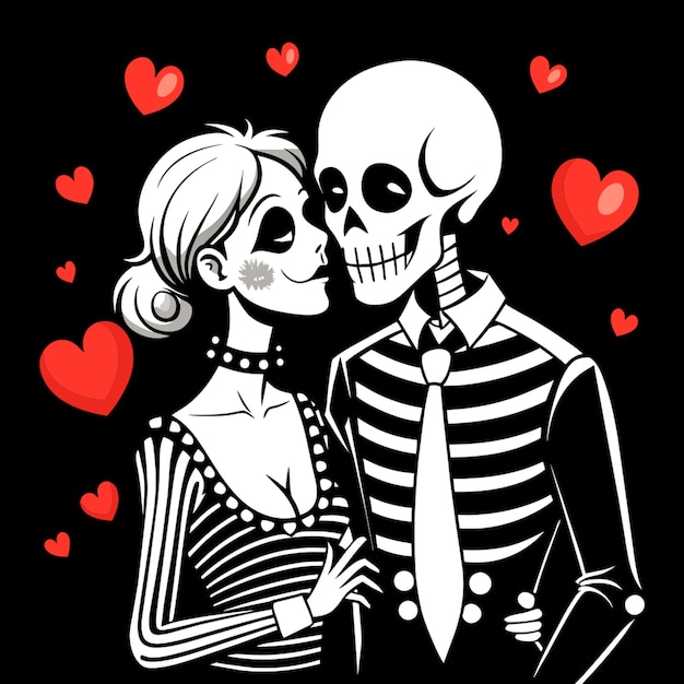 Vector the lover skeletons vector illustration