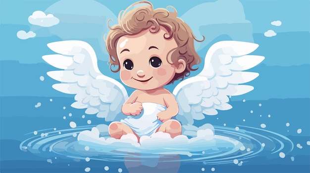 Loving Baby Angel Cartoon Illustration