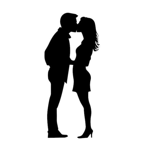 Vector loving couple are kissing kissing couple couple are kissing couple loving people silhouettes