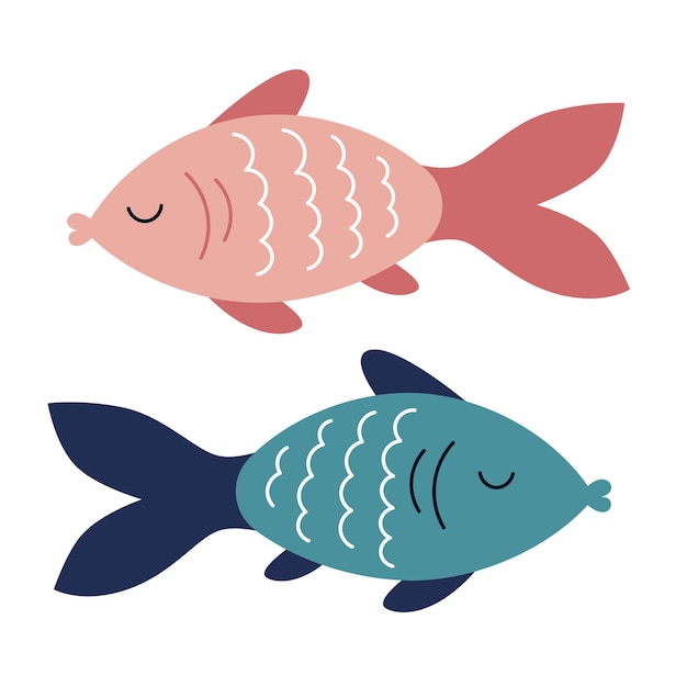 Loving couple of cute coral fish underwater animals marine fauna vector illustration for valentines