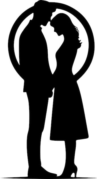 A Loving Couple standing Black Silhouette vector black color silhouette