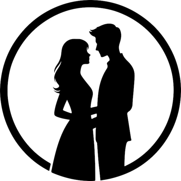 A Loving Couple standing Black Silhouette vector black color silhouette