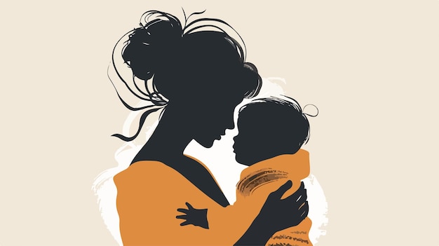 Vector loving family portrait of mother holding a baby