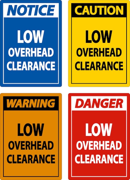 Vector low overhead clearance sign on white background