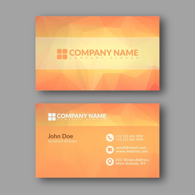 Low Poly Business Card Template Vector Illustration