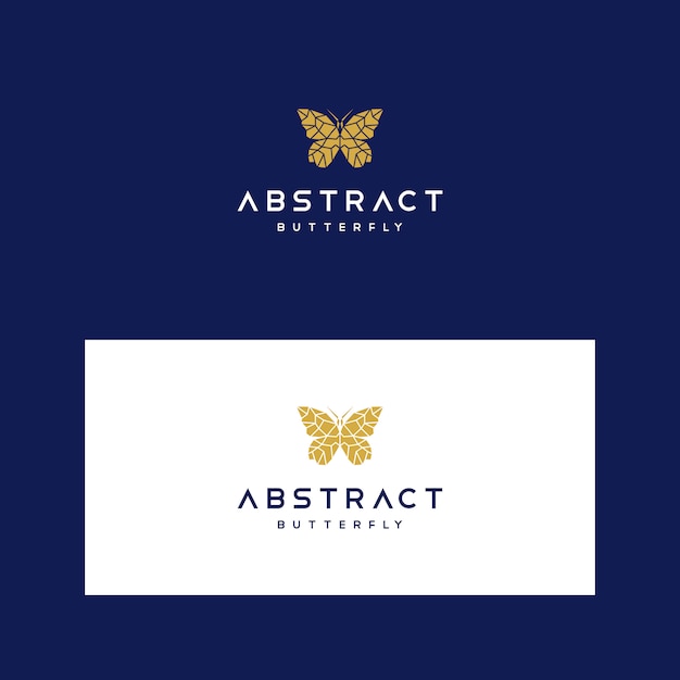 Low poly logo template with geometric butterfly