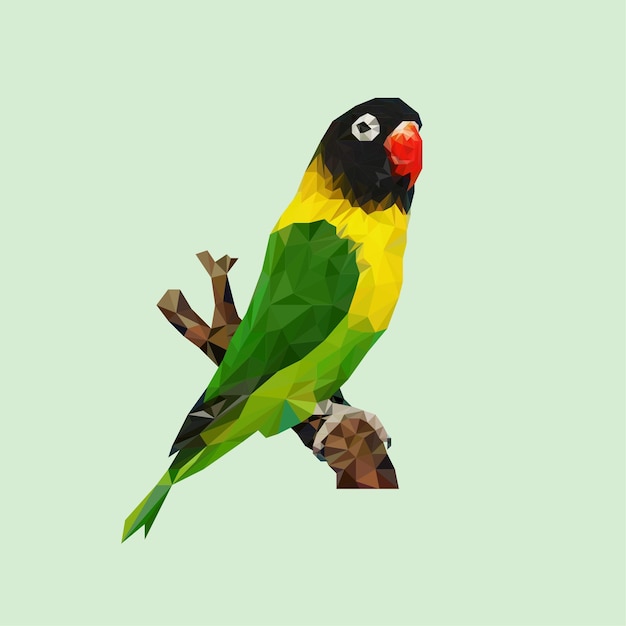 Low poly love bird illustration design