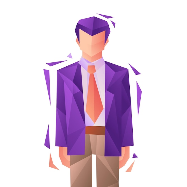 Low poly man in suit standing vector illustration