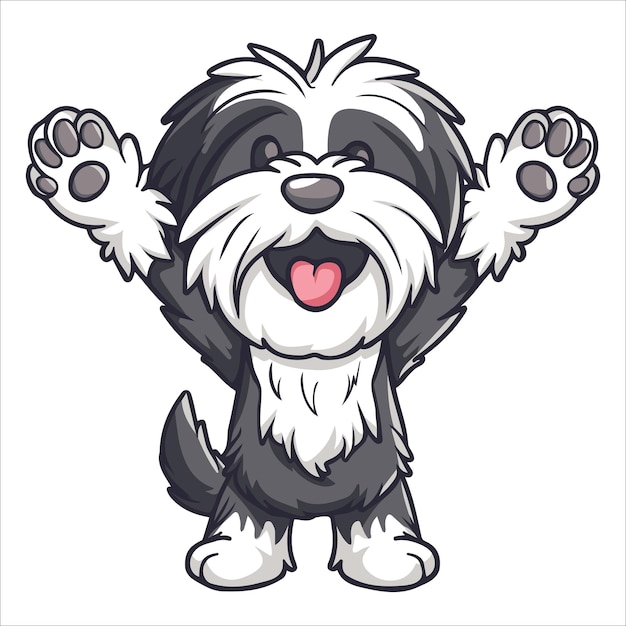 A Lowchen Dog dancing with joy and confidence Dog Cartoon isolated vector illustration