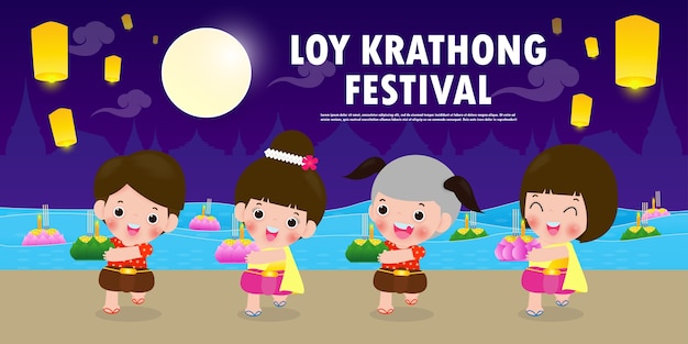 Loy Krathong Festival banner concept