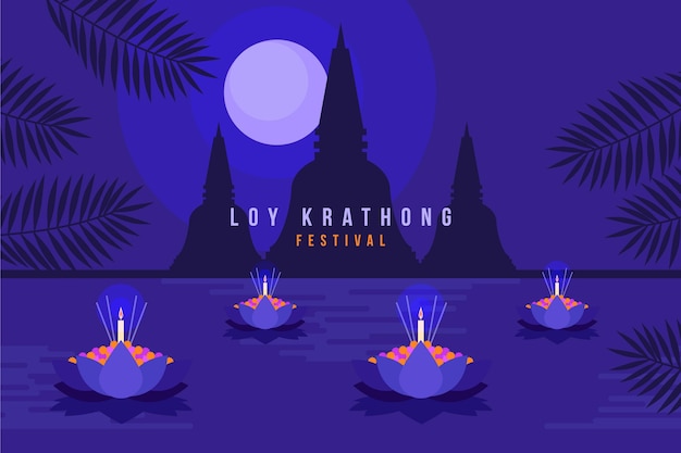 Vector loy krathong in flat design