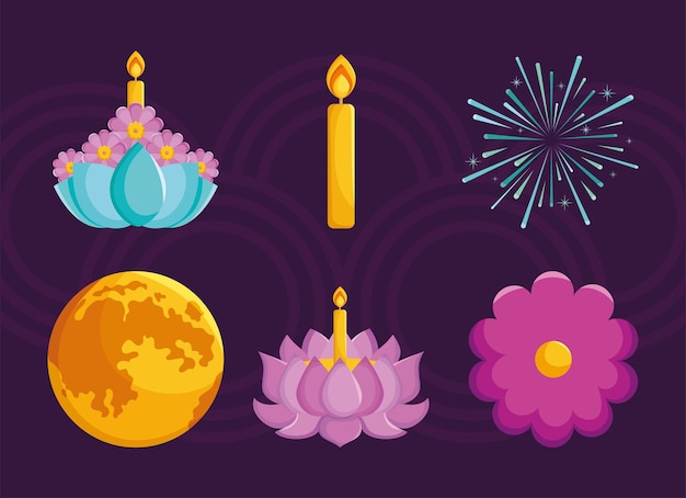 Loy krathong icon collection