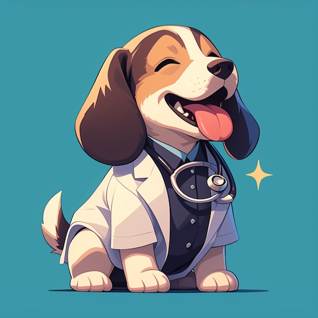 A loyal dog doctor cartoon style