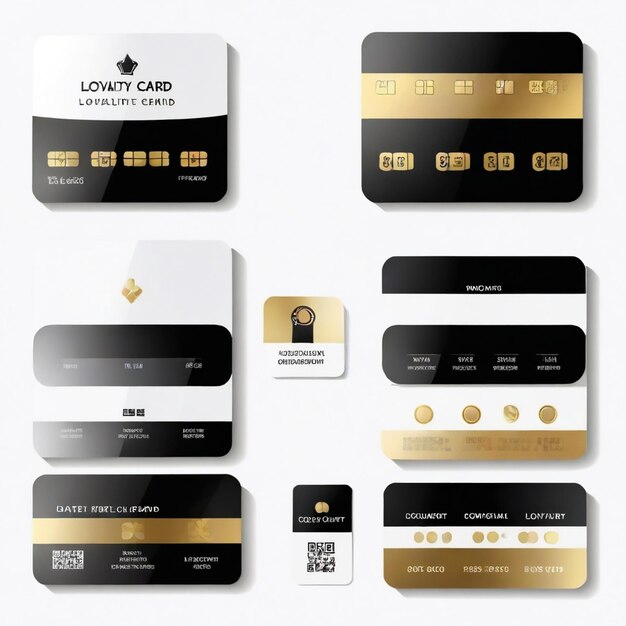 Vector loyalty card vector set white back