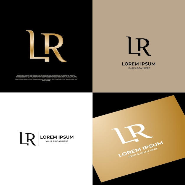 Vector lr initial modern typography gold emblem logo template for business