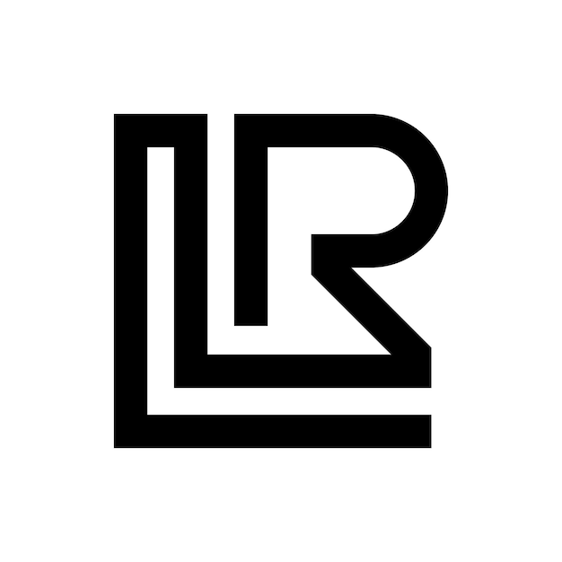 LR L R letter logo black in white colors initial based letter icon logo