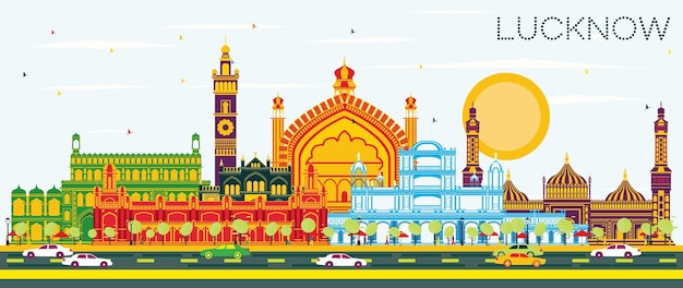 Lucknow India City Skyline with Gray Buildings and Blue Sky. Vector Illustration. Business Travel and Tourism Concept with Modern Architecture. Lucknow Cityscape with Landmarks.