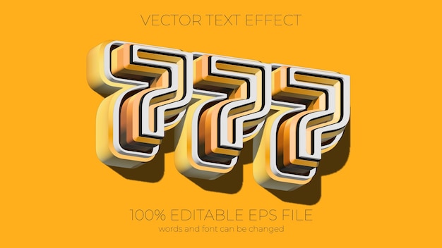 Vector lucky 777 text effect style eps editable text effect