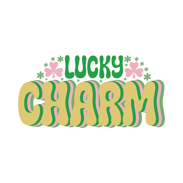 Vector lucky charm and st patricks day retro svg design file digital download