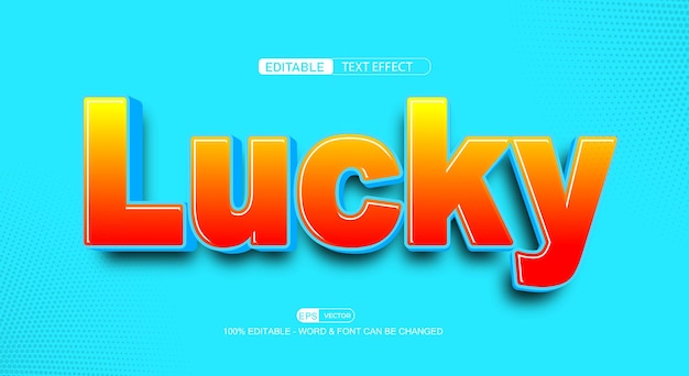 Lucky editable text effect vector 3d style with background