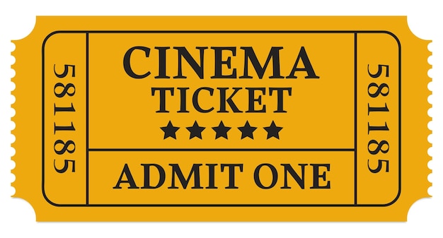 Lucky Golden Yellow Admit One Cinema Ticket Sticker