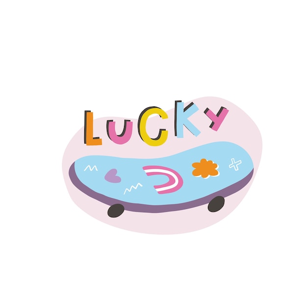 Lucky. Y2K. Funny vector cartoon illustration. 1990s 1980s 2000s style