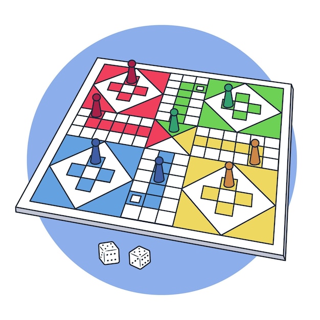 Vector ludo board game in different perspectives