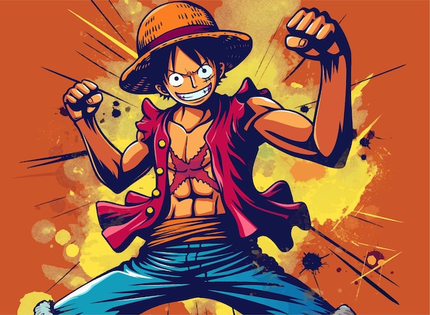 Vector luffy one piece manga style art