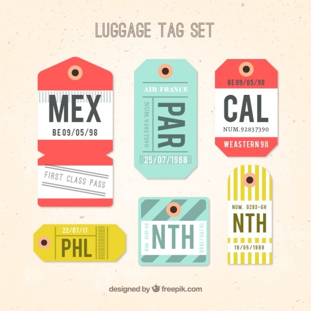 Vector luggage tag set in flat design