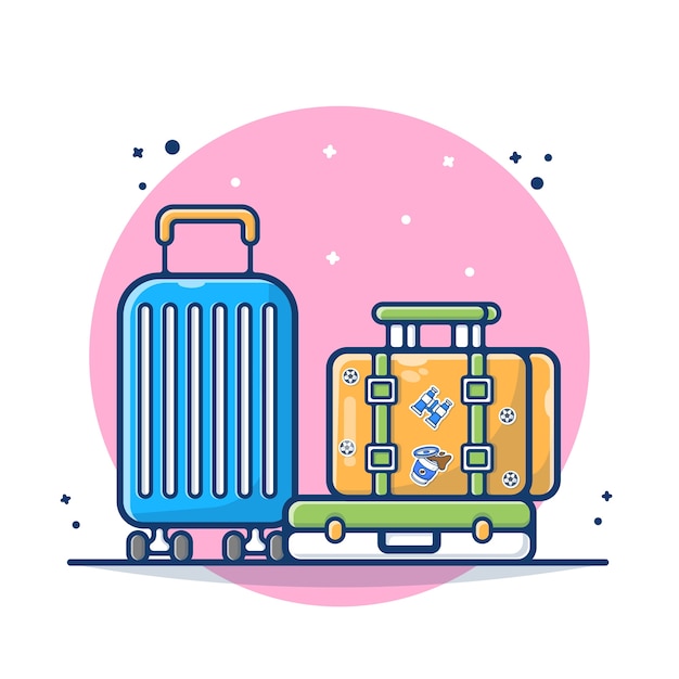 Luggage With Suitcase And Bag   Illustration. Bag And Luggage Traveling Concept. Flat Cartoon Style