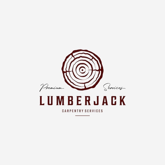 Lumberjack Log Wooden Vintage Vector Logo Illustration Design of Carpentry Carpenter Concept