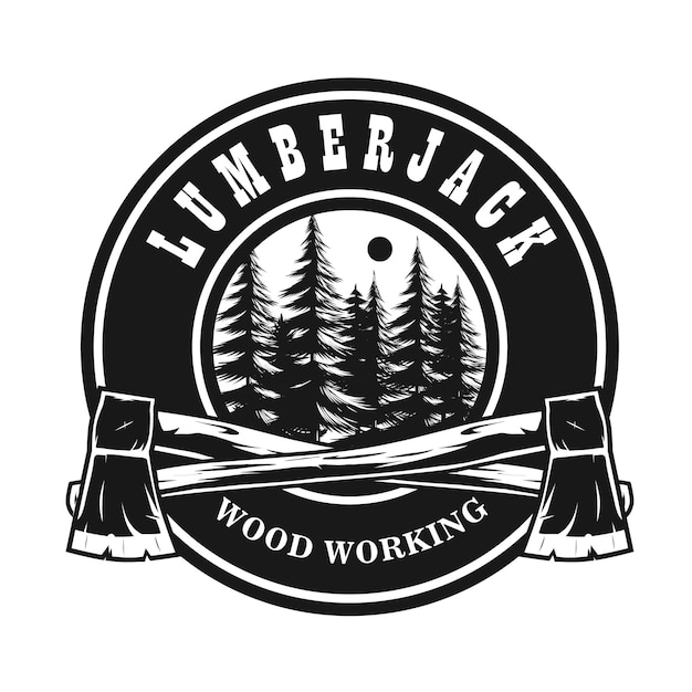 Lumberjack logo design monochrome color