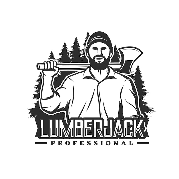 Lumberjack lumberman worker monochrome icon