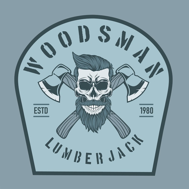 Lumberjack skull with crossed axes.