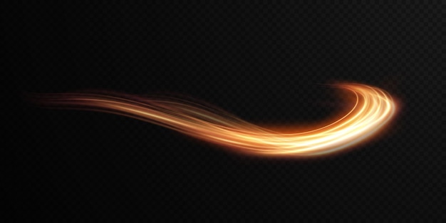 luminous gold wavy line of light on a transparent background gold light electric light png