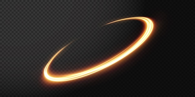 luminous gold wavy line of light on a transparent background gold light electric light png