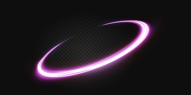 Luminous pink wavy line of light on a transparent background pink light electric light