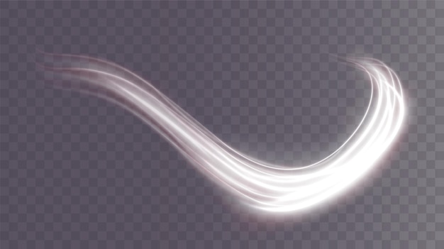 Luminous white wavy line of light Light white Twirl Curve light effect of white line PNG