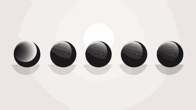 Vector lunar eclipse moon phases icon vector with shadow