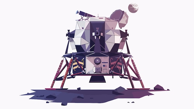 Vector lunar module launch spacecraft vector illustration