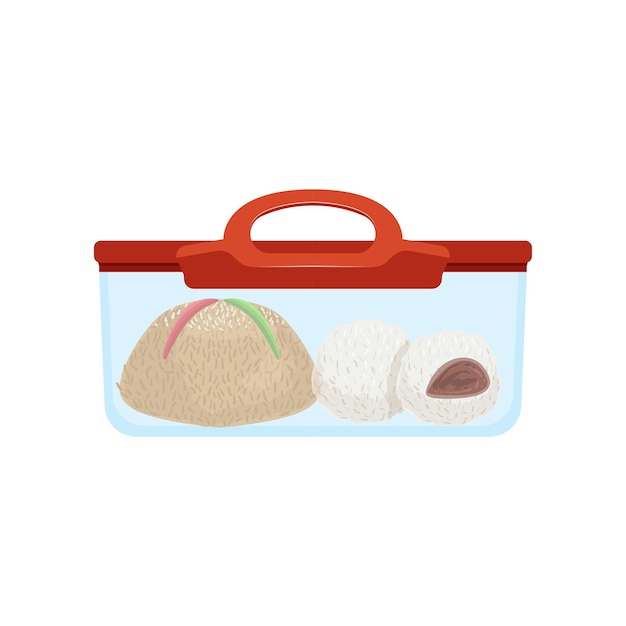 Lunch box with food for kids and students vector Illustration isolated on a white background