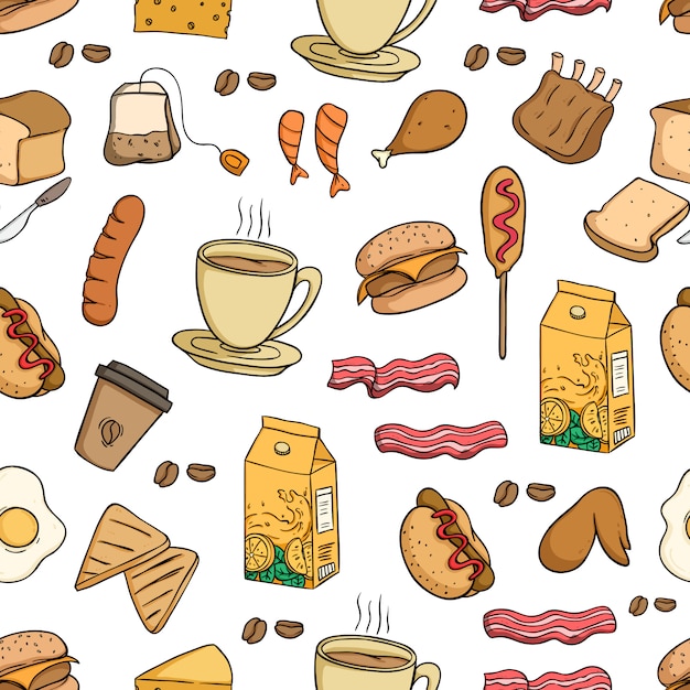 lunch food seamless pattern