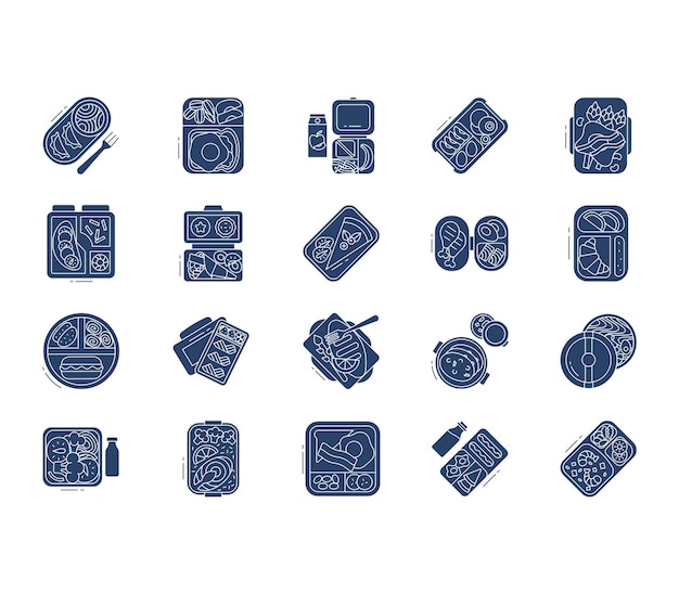 Lunchbox and container icon set