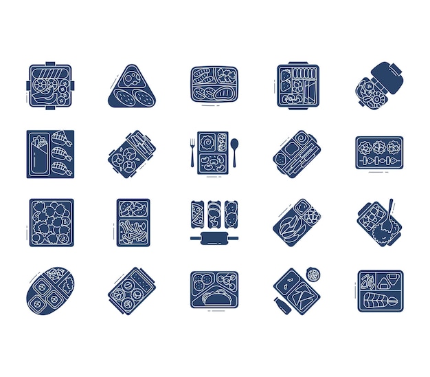 Lunchbox and container icon set